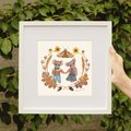Autumn Mice Cozy Cottagecore Illustration by Rachael Rose Zoller cute fall art Harvest Moth Sunflower