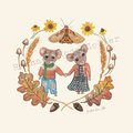 Autumn Mice Cozy Cottagecore Illustration by Rachael Rose Zoller cute fall art Harvest Moth Sunflower