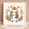 Autumn Mice Cozy Cottagecore Illustration by Rachael Rose Zoller cute fall art Harvest Moth Sunflower