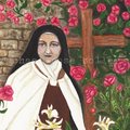 St. Therese Of Lisieux The Little Flower Saint watercolor gouache by Rachael Rose Zoller