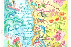 San Diego Illustrated Map Print 11x14" Print
