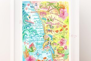 San Diego Illustrated Map Print 11x14" Print