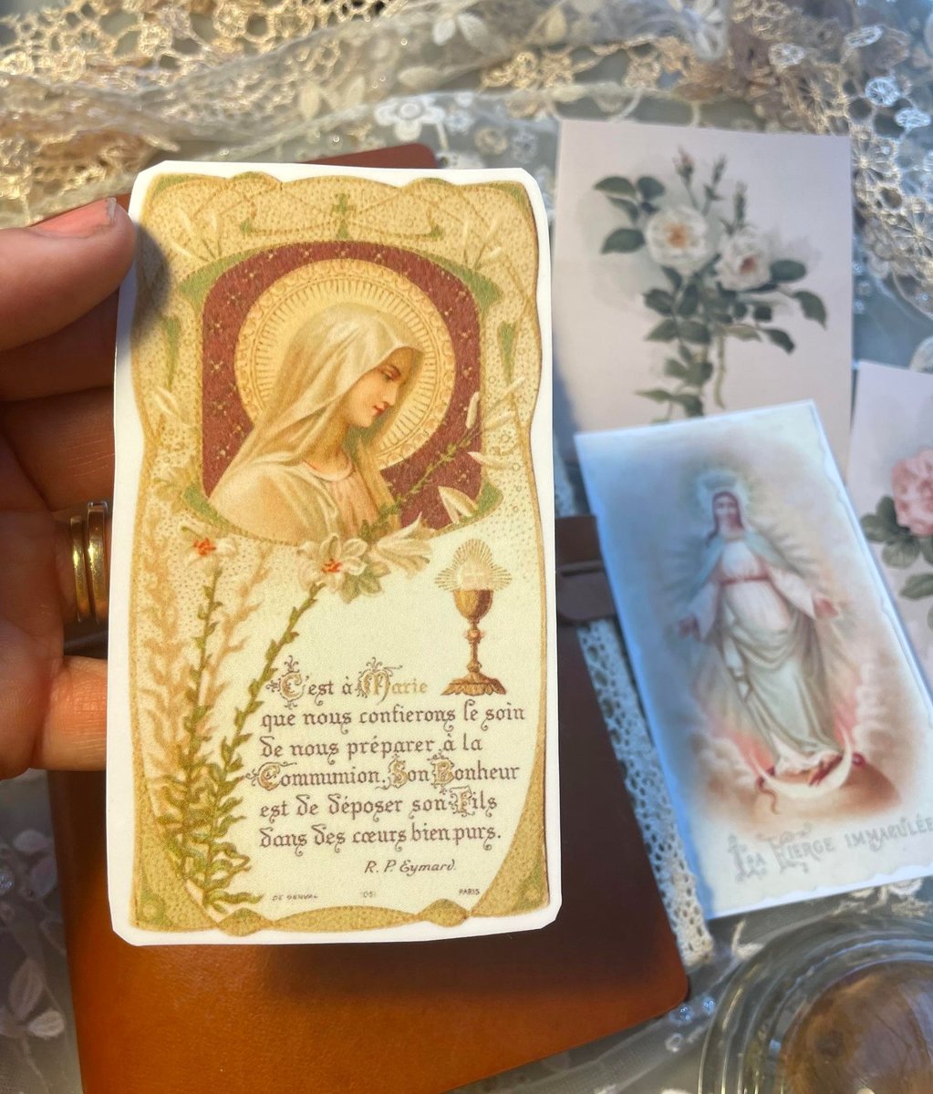 Blessed Mother Antique Catholic Prayer Cards // Antique Rose paintings ephemera// Sticker Sheet // Prayer journaling PDF Download