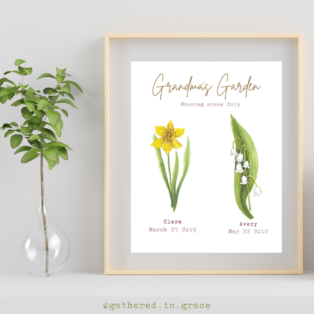Floral Watercolor Family Gardens 8x10" Digital Download 