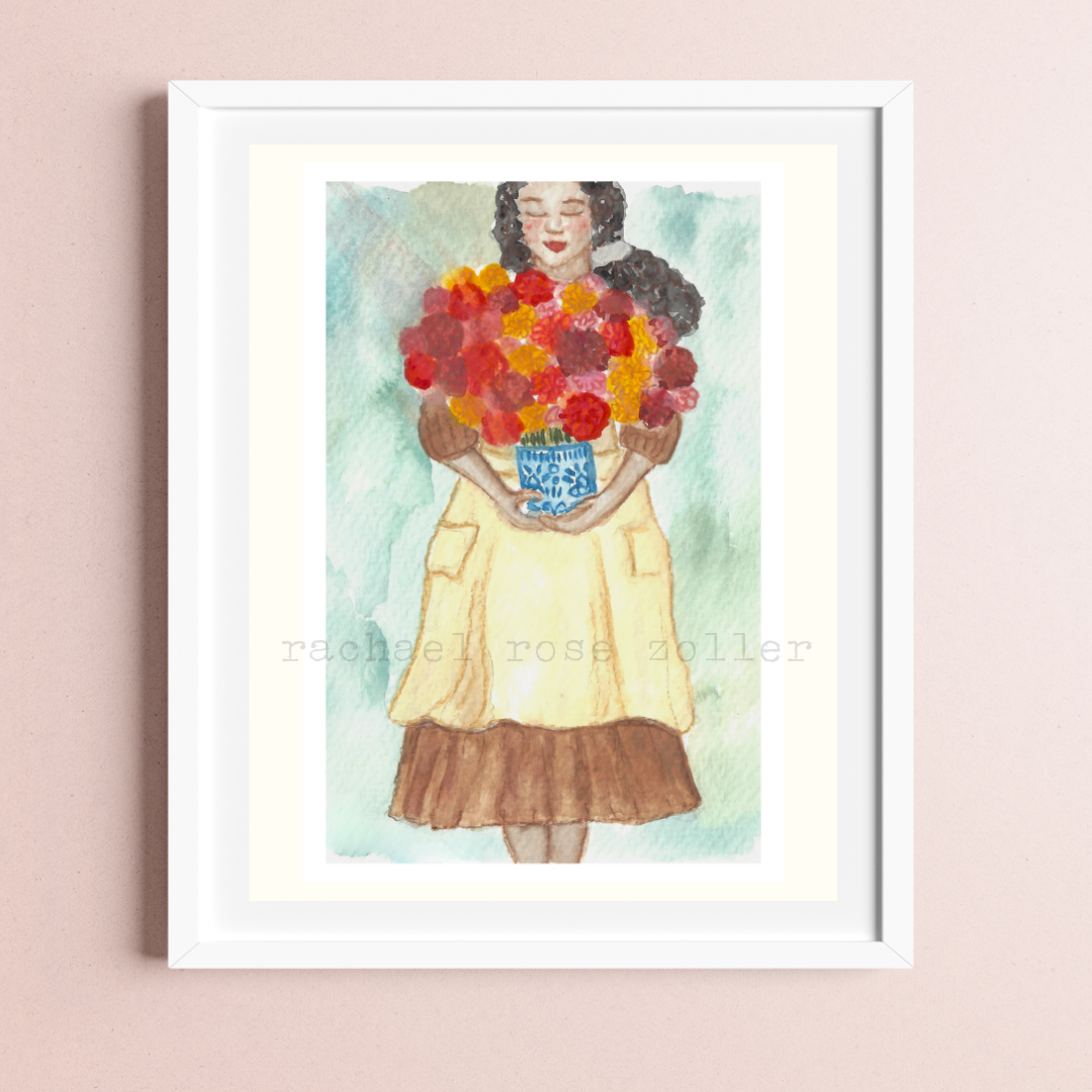 Dahlia Flower Girl Print